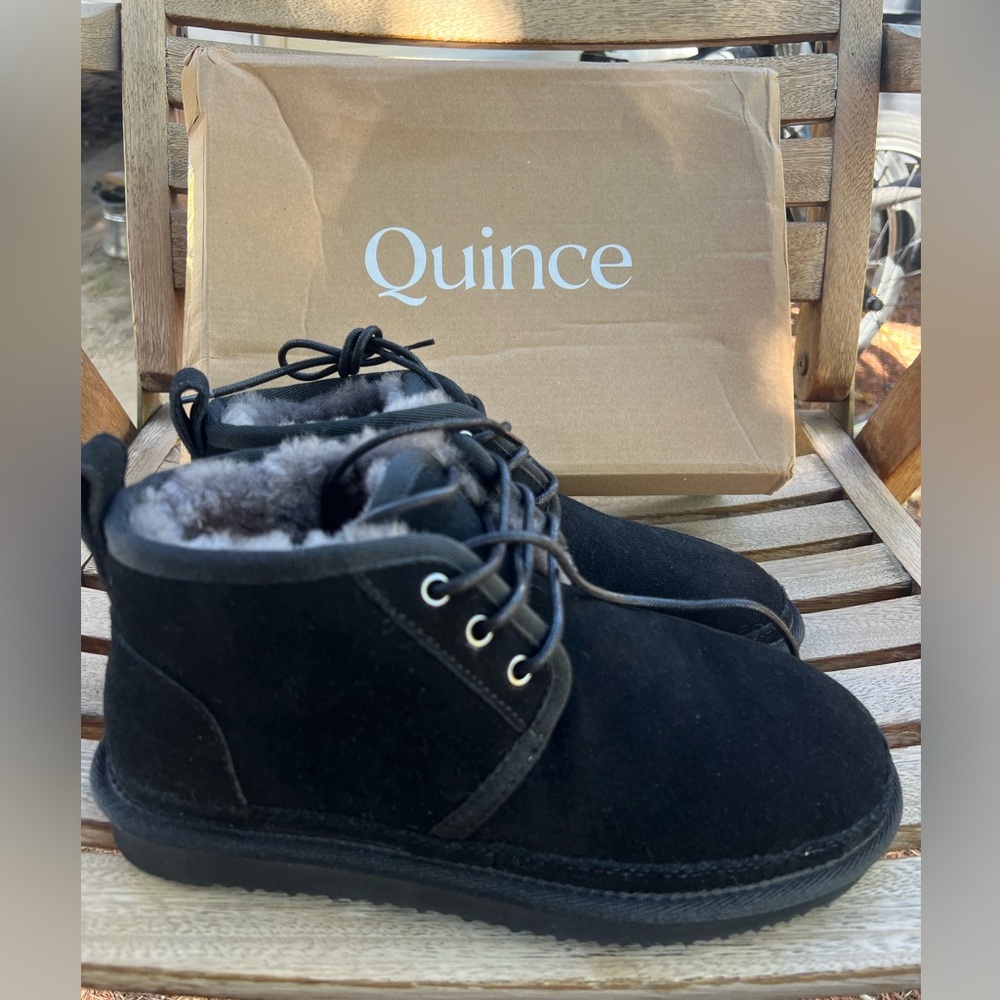 Quince Black Shearling Shoes size 8